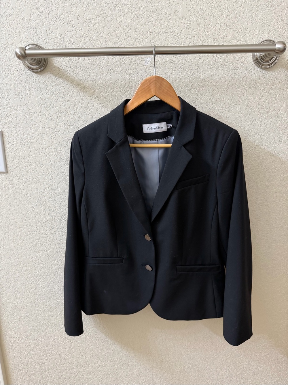 Calvin Klein Black Women's Classic Two-Button Blazer